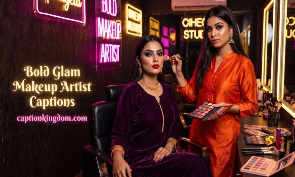 bold glam makeup artist captions
