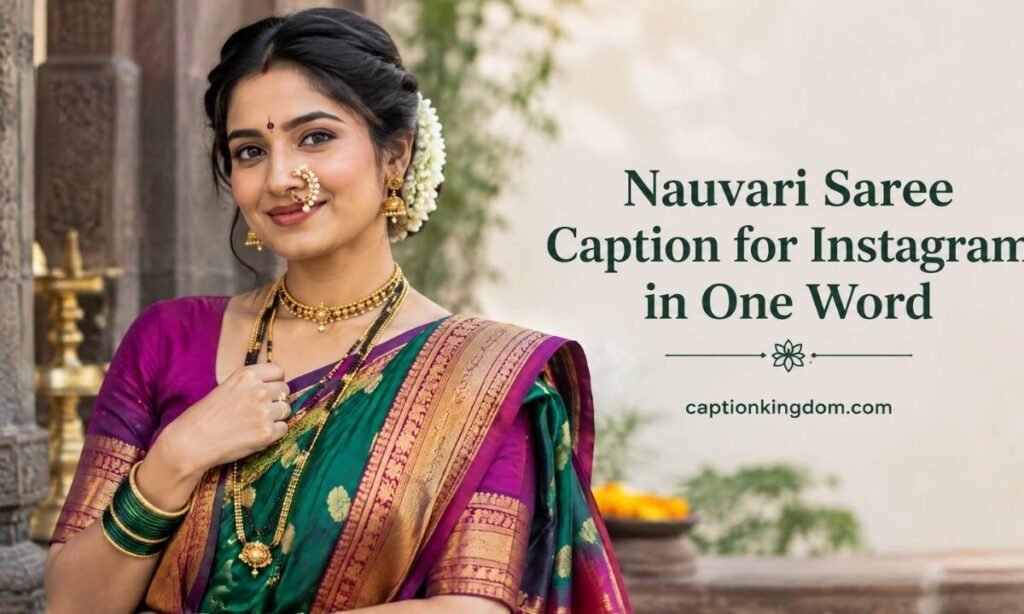 nauvari saree caption in one word