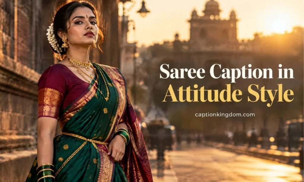 saree caption in attitude style