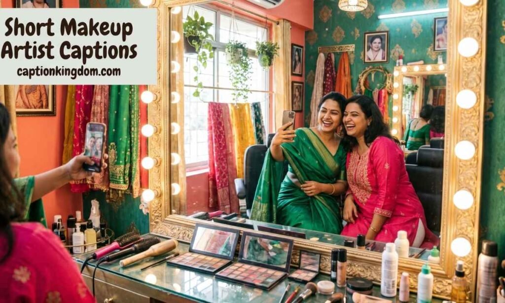 short makeup artist captions