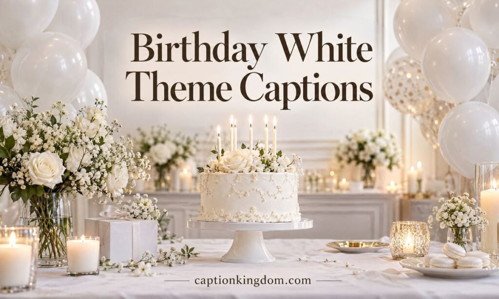 birthday white theme caption