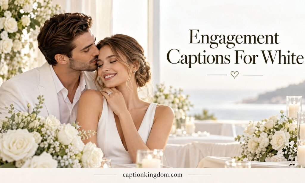 engagement caption for white