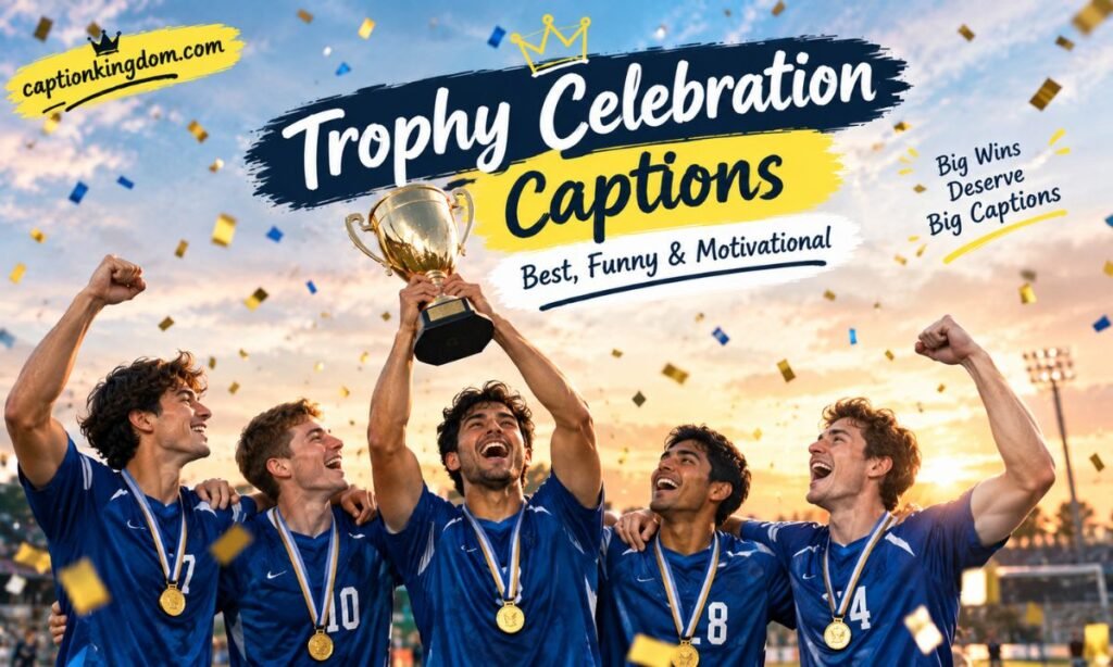 trophy celebration caption