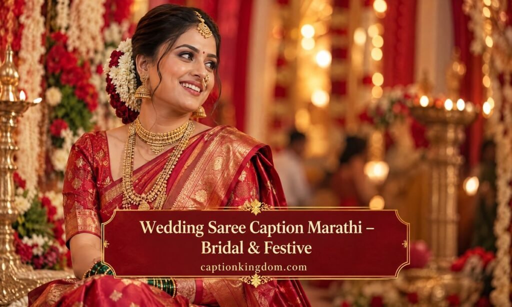 weeding saree caption marathi